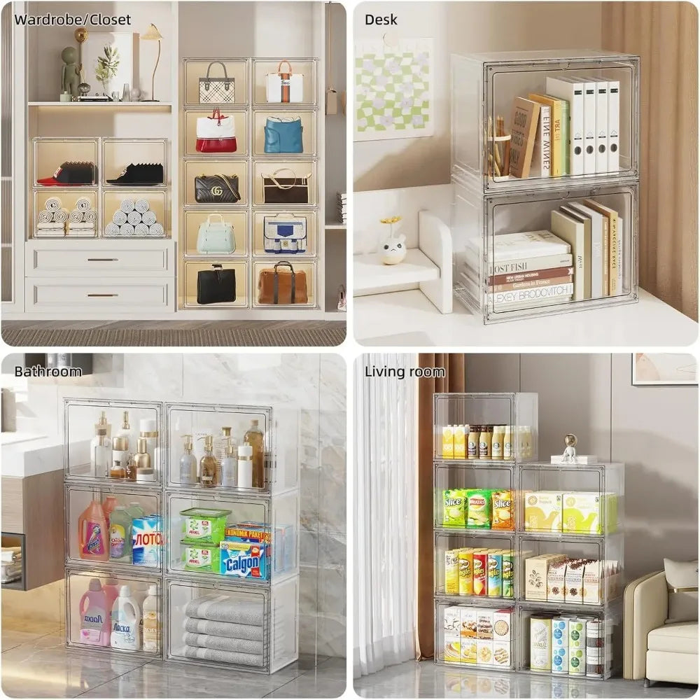 Acrylic Storage Box Clear Display Case Stackable Shoe Box