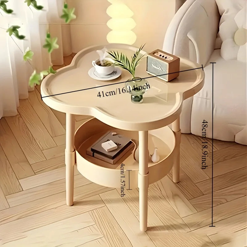Stylish Modern Round Side Table with Storage Shelf Space-Saving and Lightweight (Coffee)