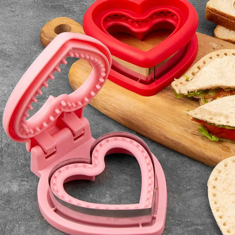 Heart Sandwich Cutter and Sealer for Kids Breakfast (Red)