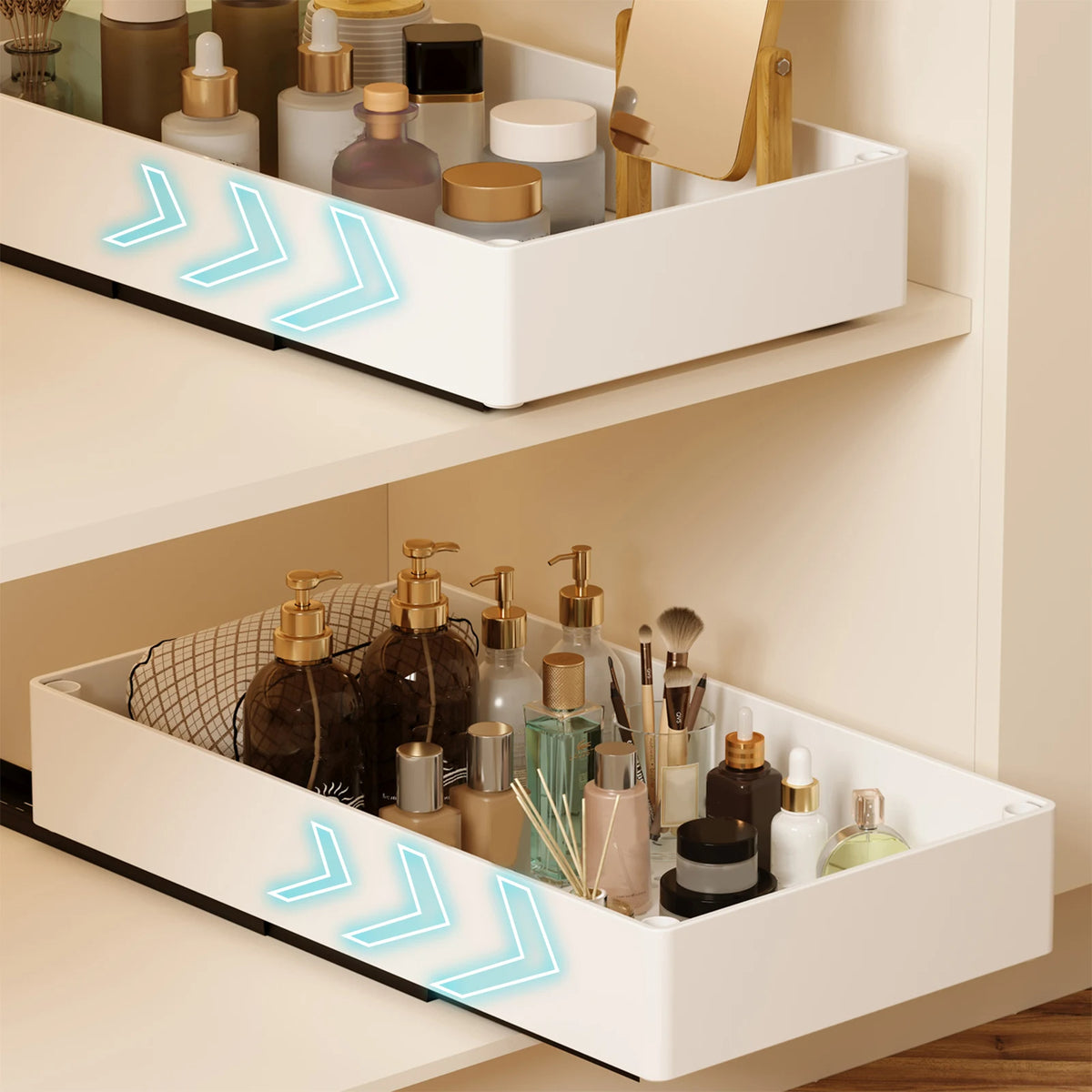 Kitchen Bathroom Pantry Cabinet Organizer 2PCS No-Punch (Gray)