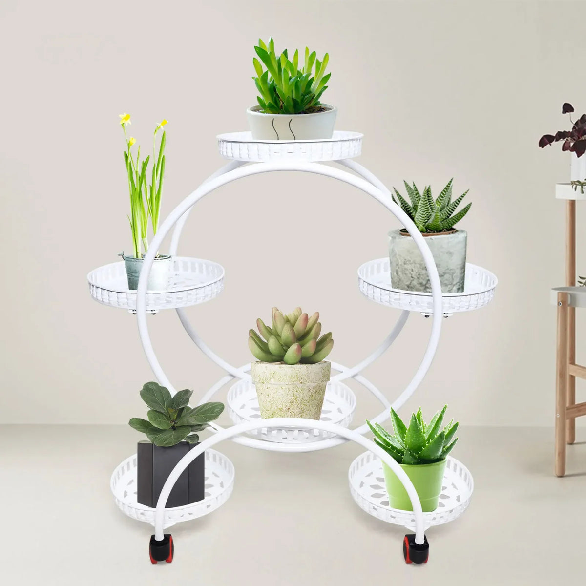 Minimalist 6-Tier Tiered Plant Display Stand – Nordic Style Metal Flower Rack (White)