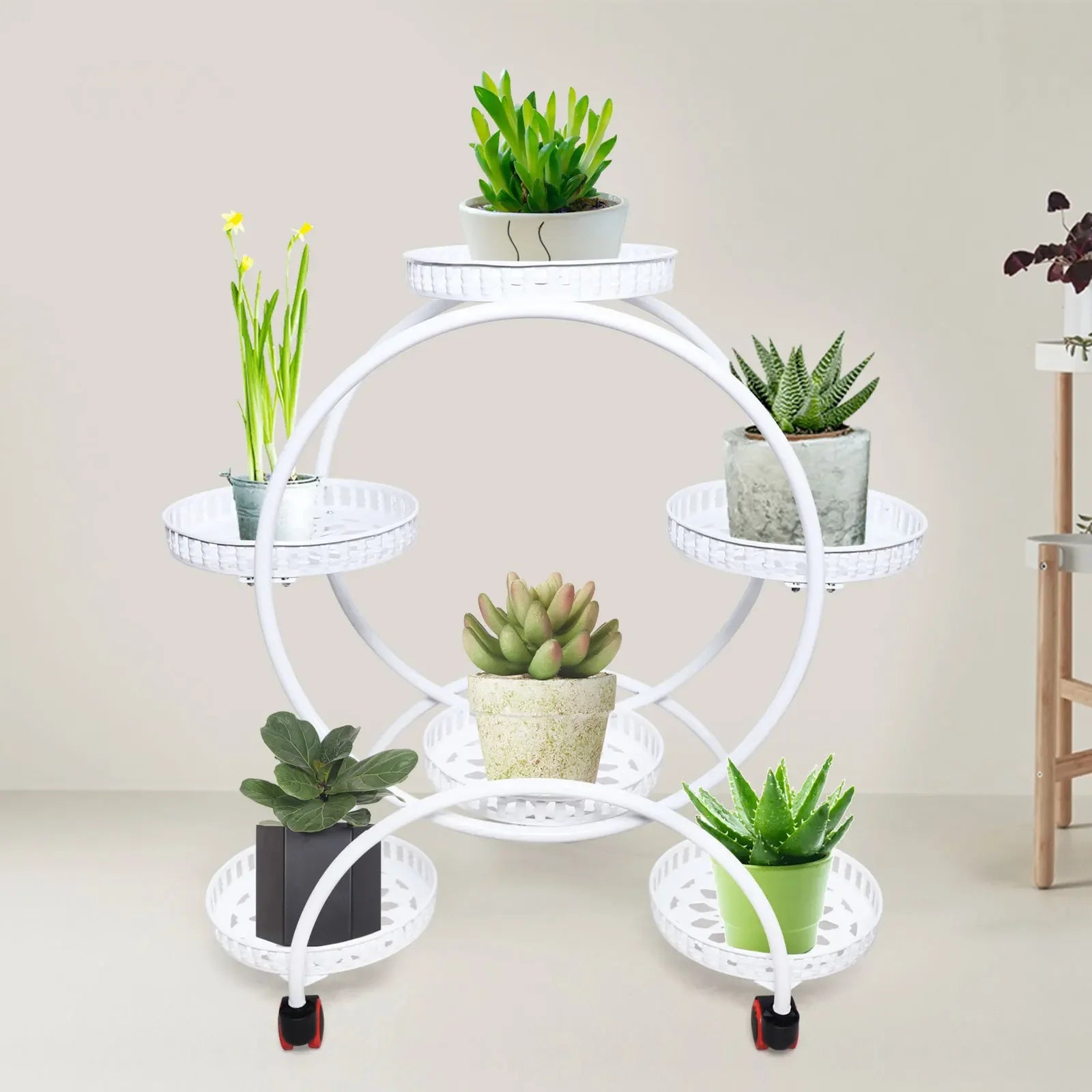 Minimalist 6-Tier Tiered Plant Display Stand – Nordic Style Metal Flower Rack (White)