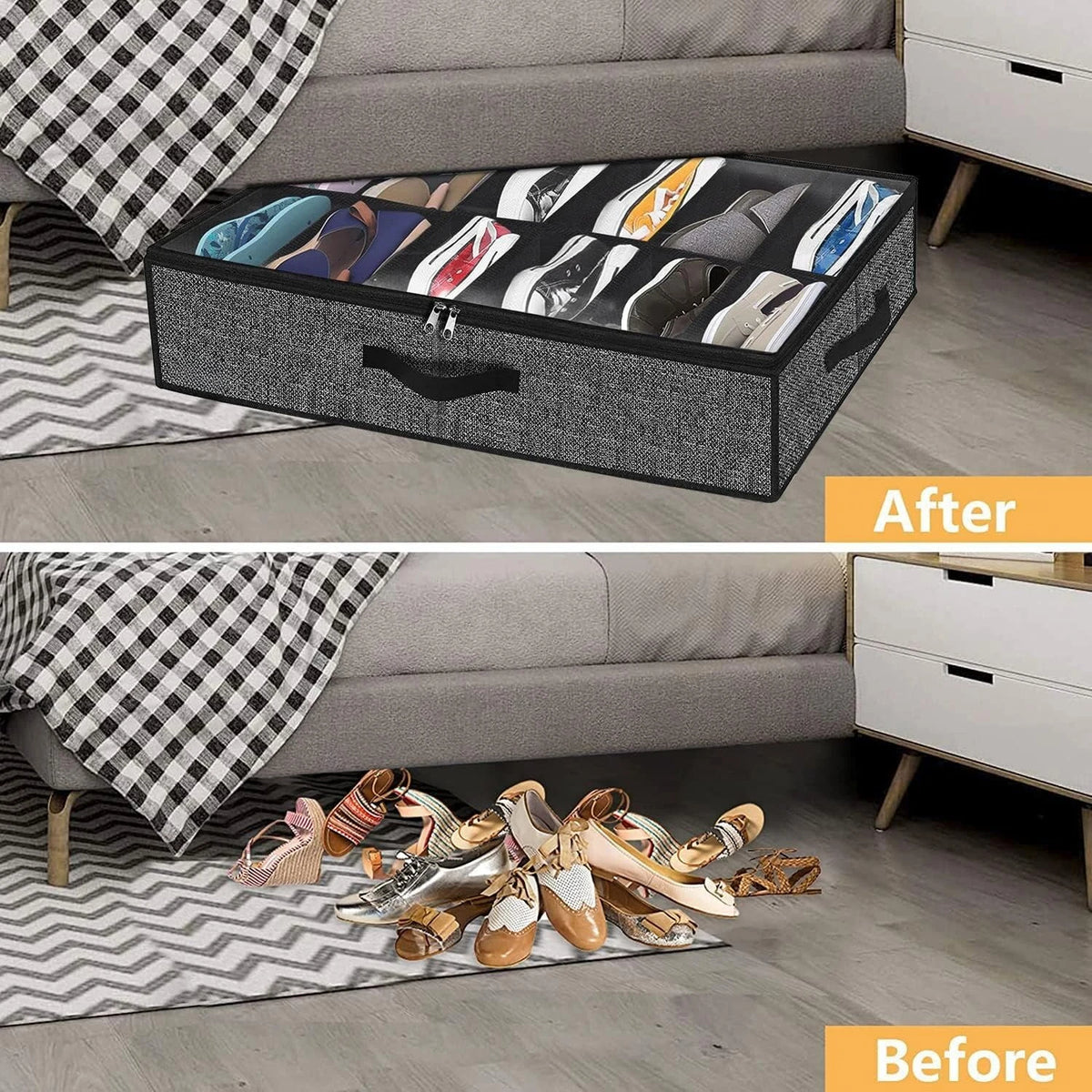 Underbed Shoe Container Solution 4 Pack Closet Organizer