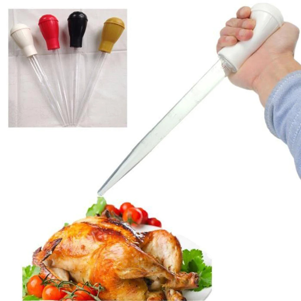 Heavy Duty BBQ Baster Kitchen Tool for Chicken Turkey and Meat (White)