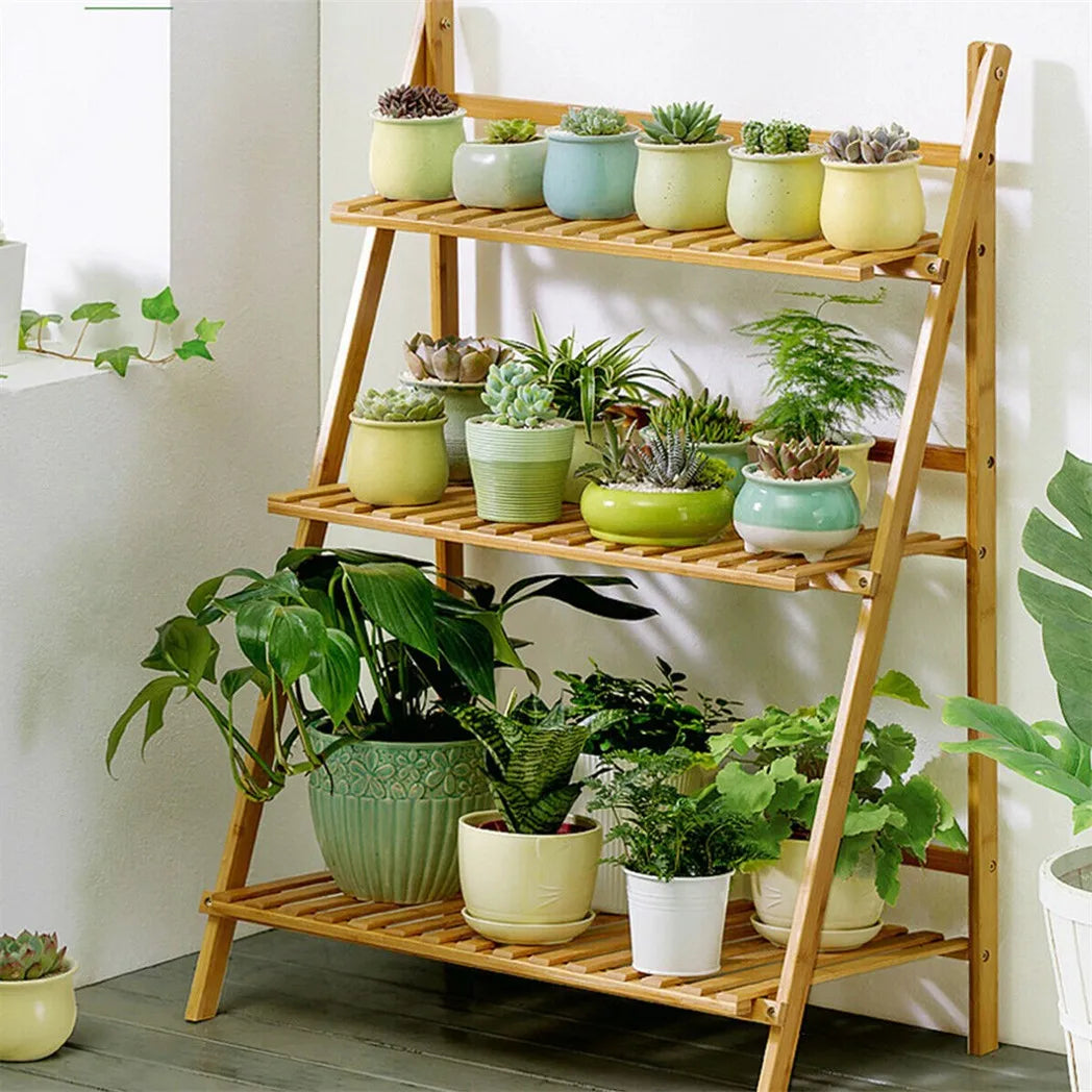 Folding Display Ladder Shelf Indoor Outdoor Garden Rack and Storage Holder