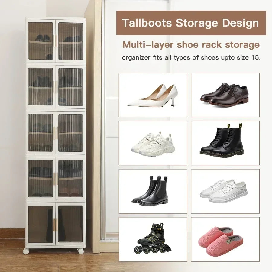 Portable Shoe Storage Cabinet XL with Magnetic Clear Doors