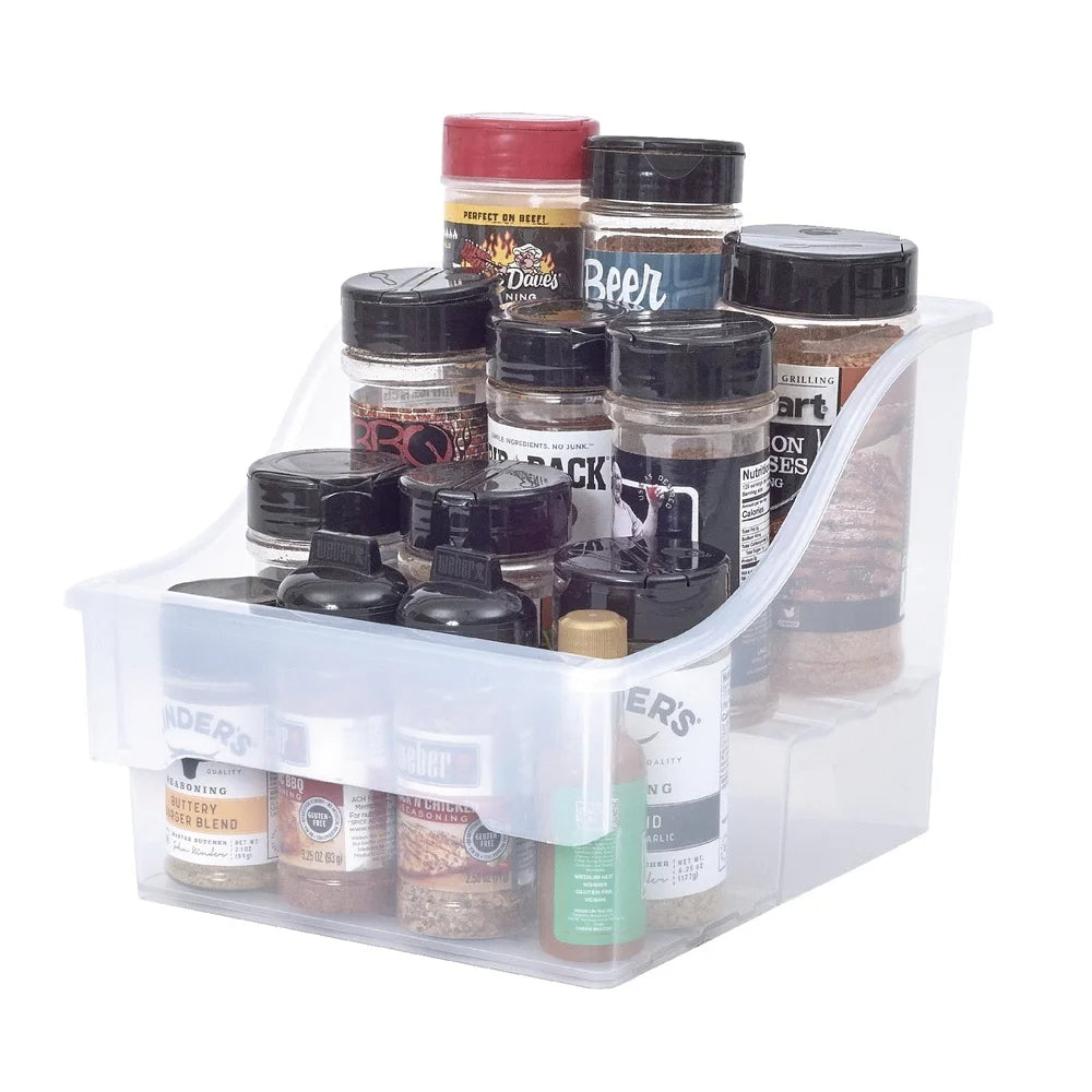 2-Tier Stackable Clear Pantry Organizer Bins with Easy Grip