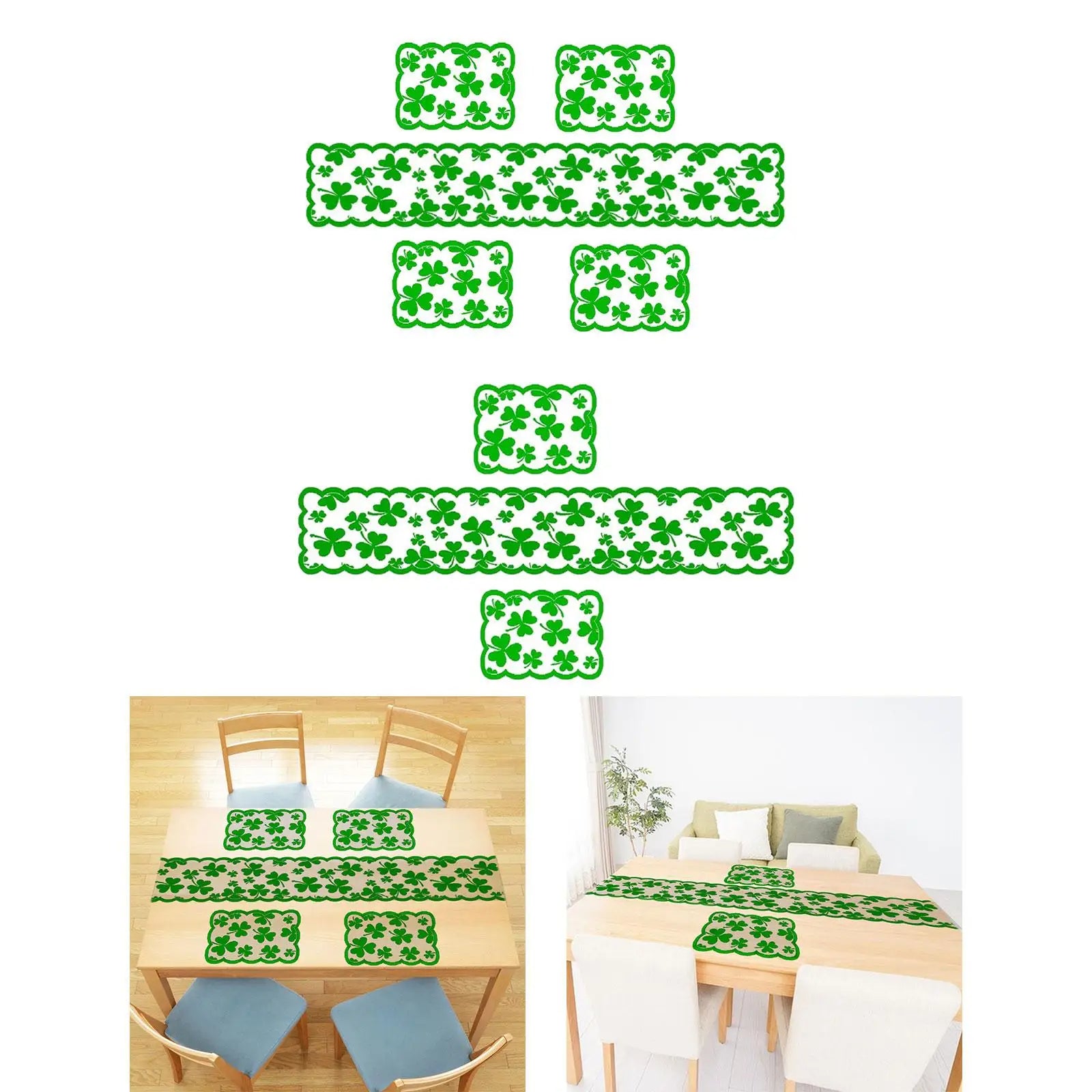 Rectangular Tabletop Runner with Placemats for St. Patrick's Day