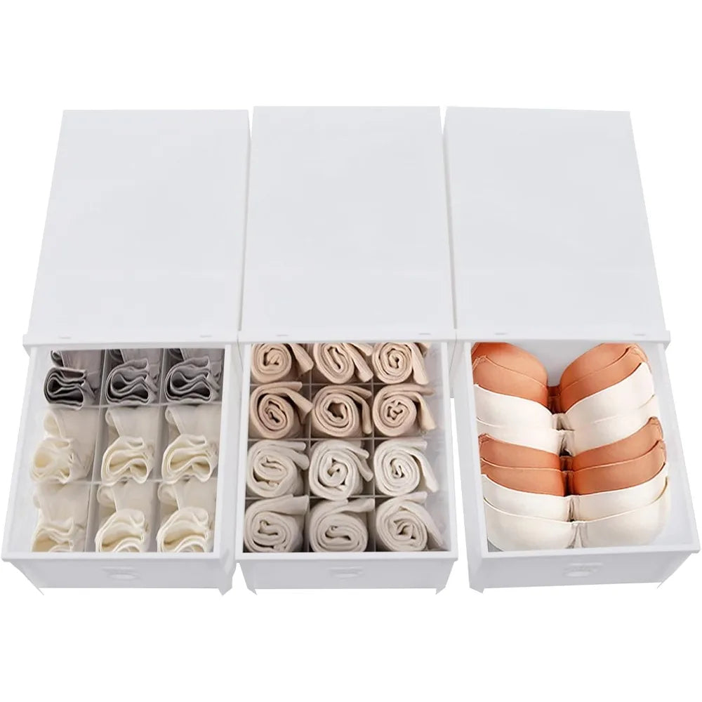 Stackable Drawer Organizers 3-Pack for Socks Underwear