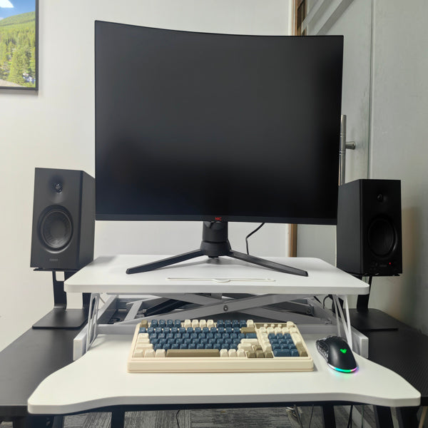Desk Converter Sit-Stand 32&quot; with Keyboard Tray (White)