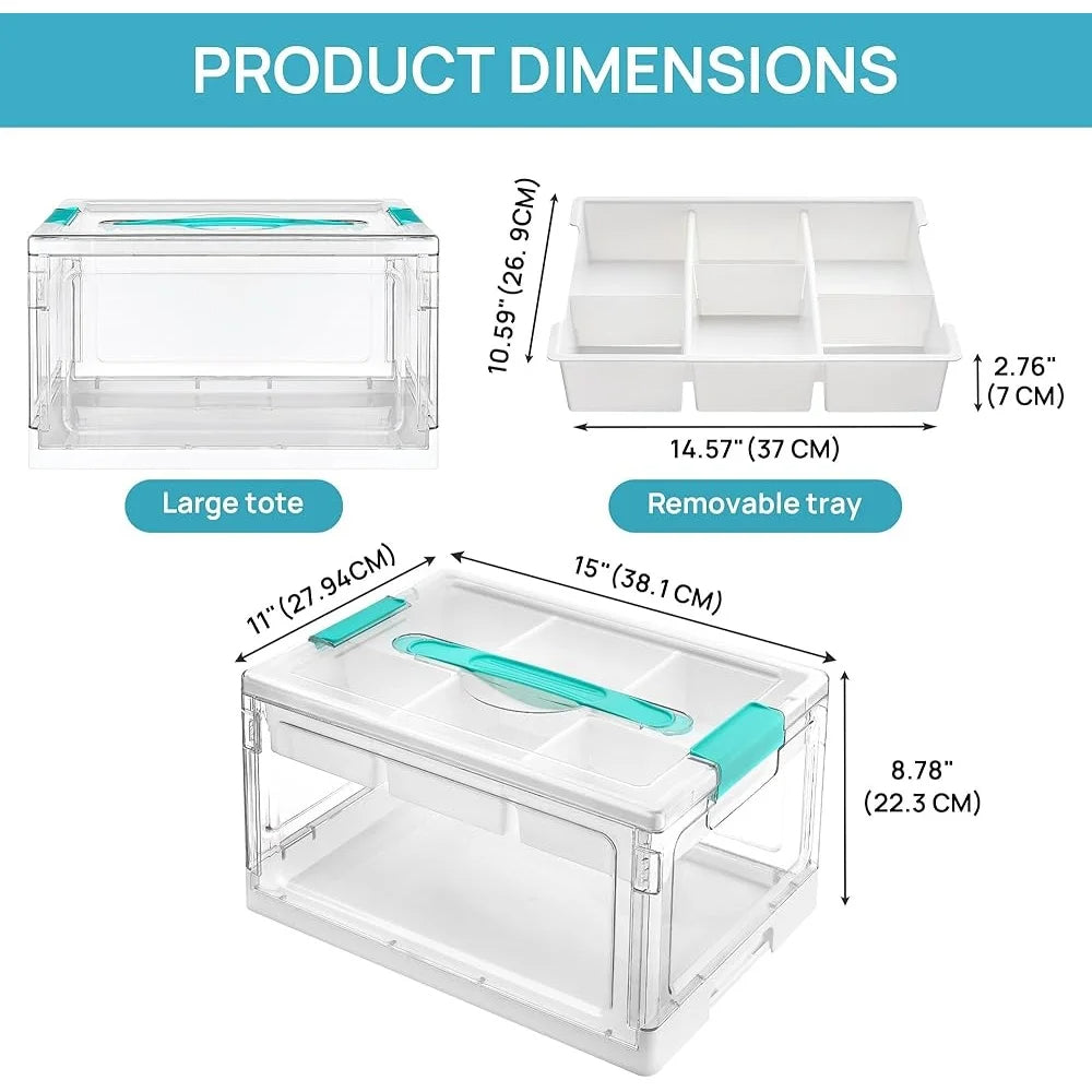 Clear Plastic 24 QT Craft Storage Box Removable Trays