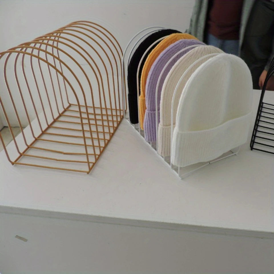 Freestanding Portable Metal Hat Rack Tabletop Display Organizer (Black)