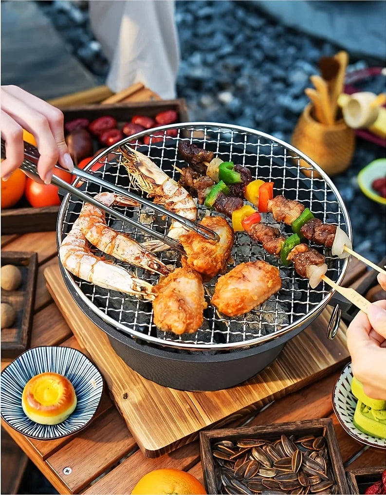 Portable BBQ Grill Round for Camping Picnic Party