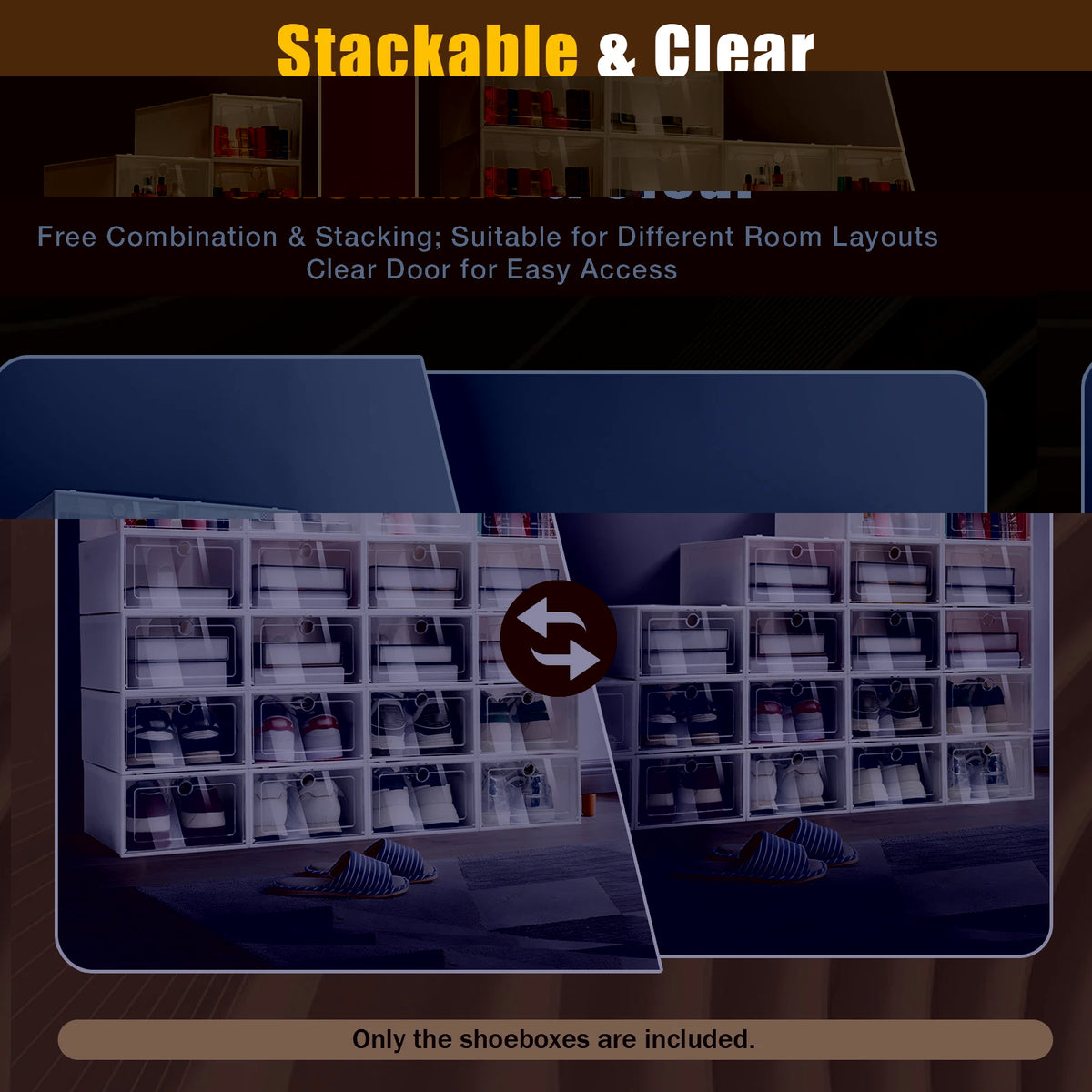 Transparent Foldable Shoe Organizer Bins 24PCS