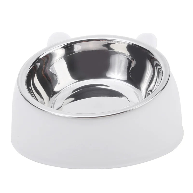 Feeding Bowls Stainless Steel Cats Drinking Feeder (White)