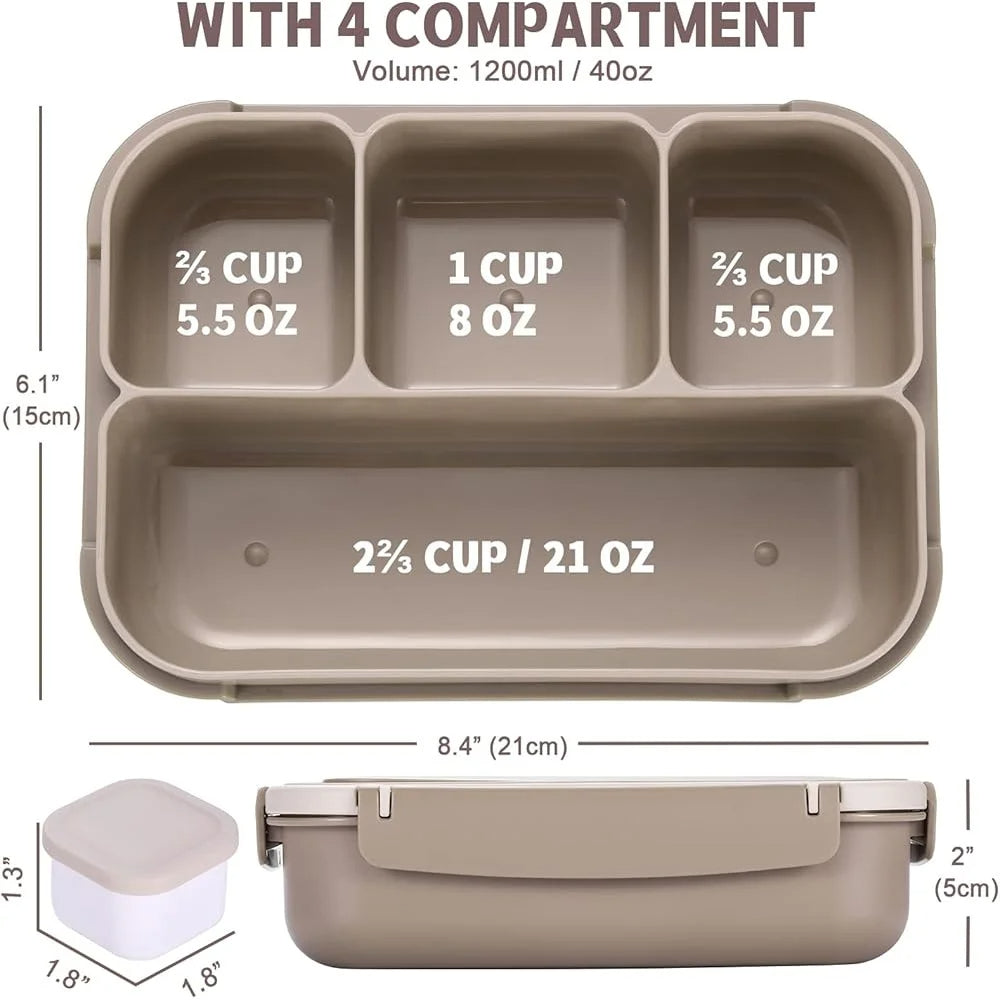 Bento Box 4-Compartment Lunch Container