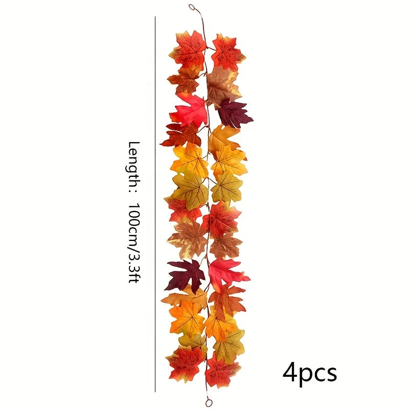 Artificial Fall Maple Leaf Garland 4PCS Thanksgiving Decor