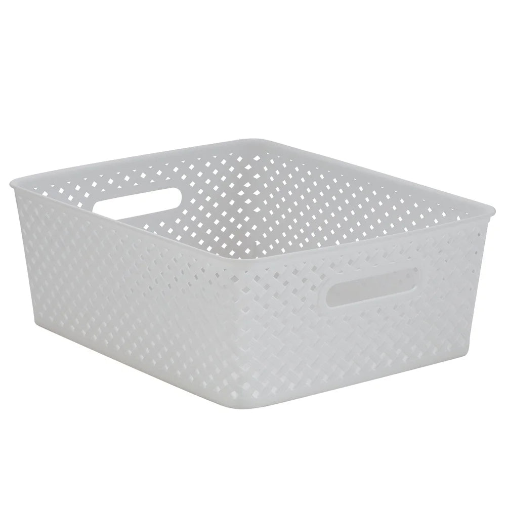 Durable Plastic Wicker Baskets 2-Pack for Home Office