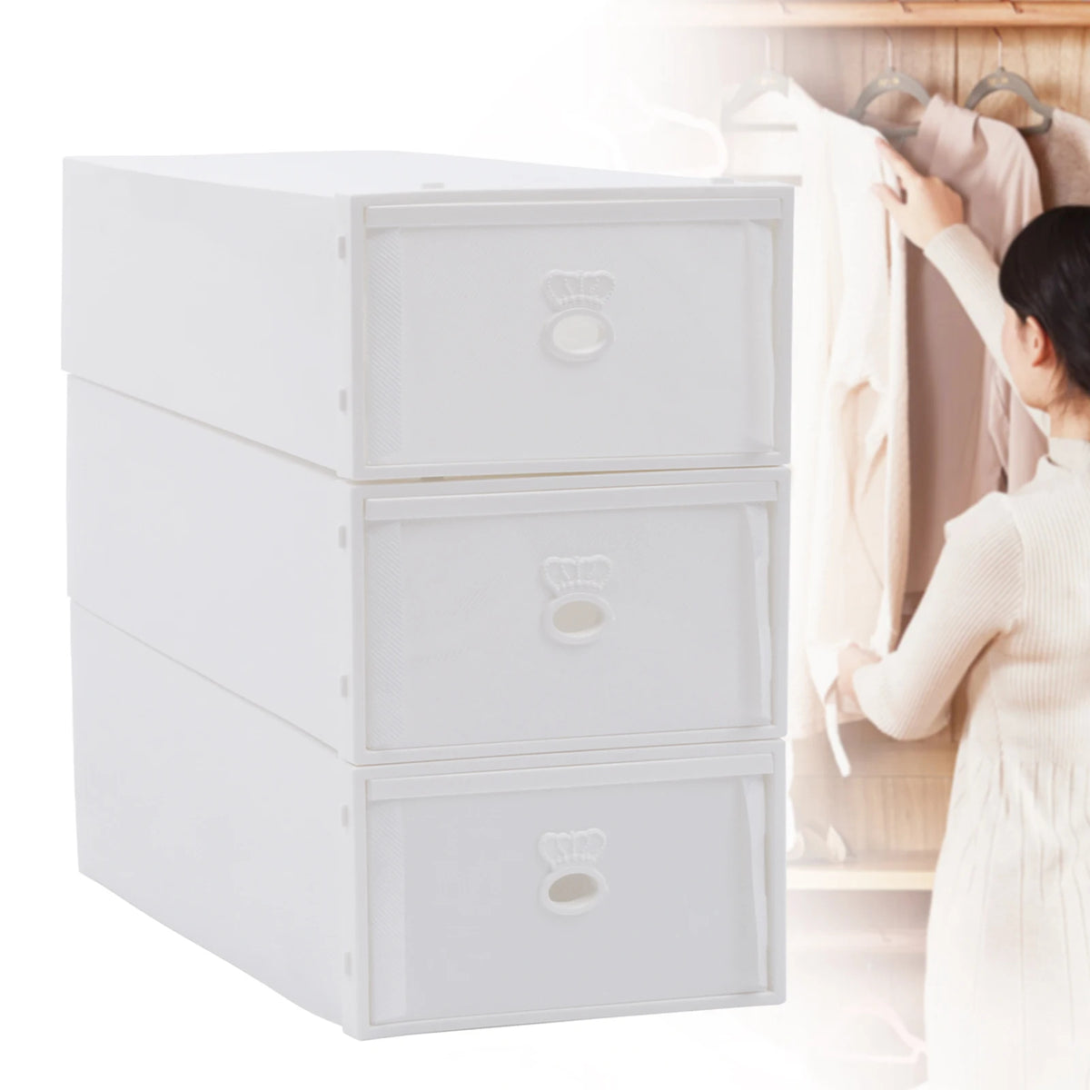 Bedroom Storage Box with Compartments (White)