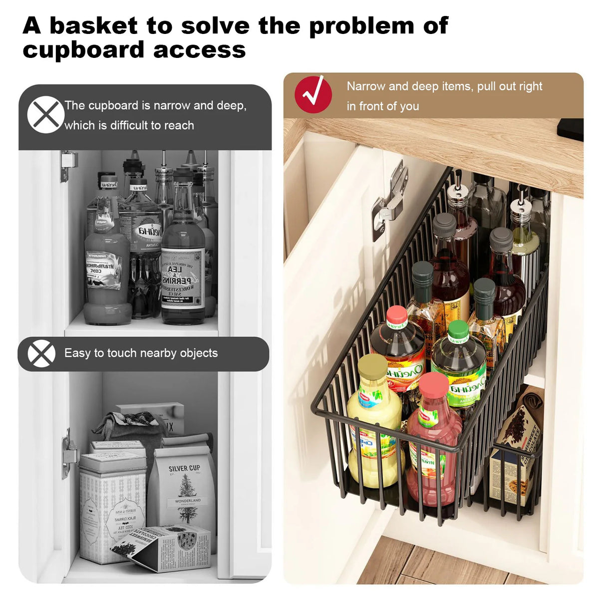 Under Sink Cabinet Organizer Pull Out Sliding Shelves (Set of 2)