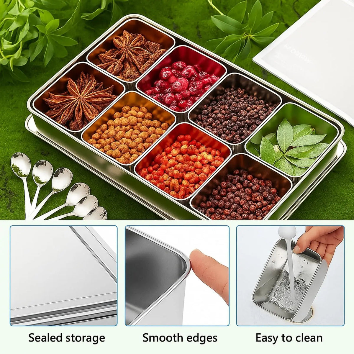 Authentic Japanese Stainless Steel Yakumi Tins (8-Grid)