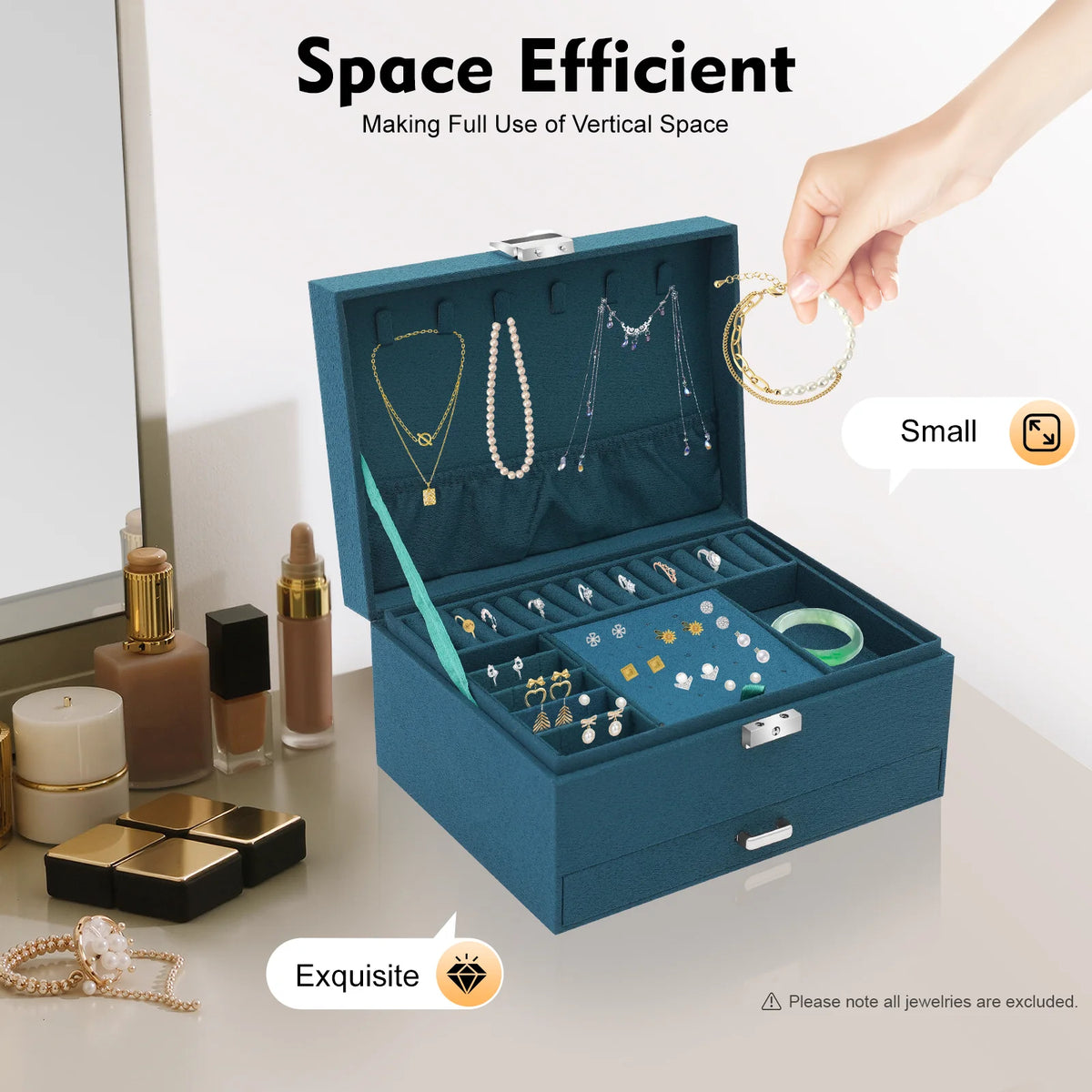 3-Tier Jewelry Box Organizer (Dark Green)