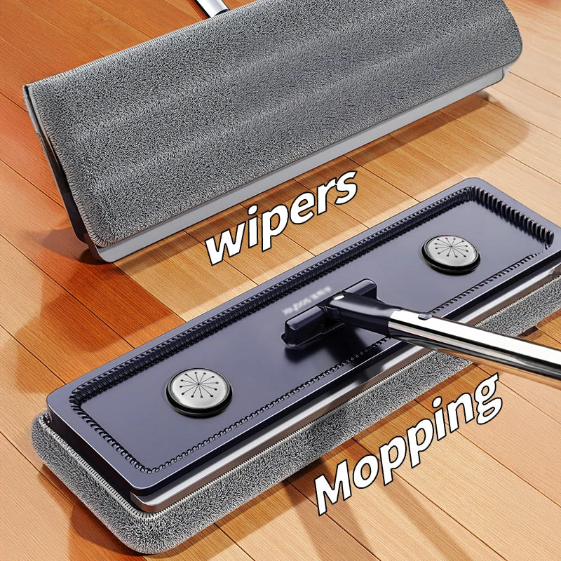 Slim Self-Wringing Flat Mop &amp; Bucket Set – Space-Saving Cleaning System with 2 Washable Microfiber Pads