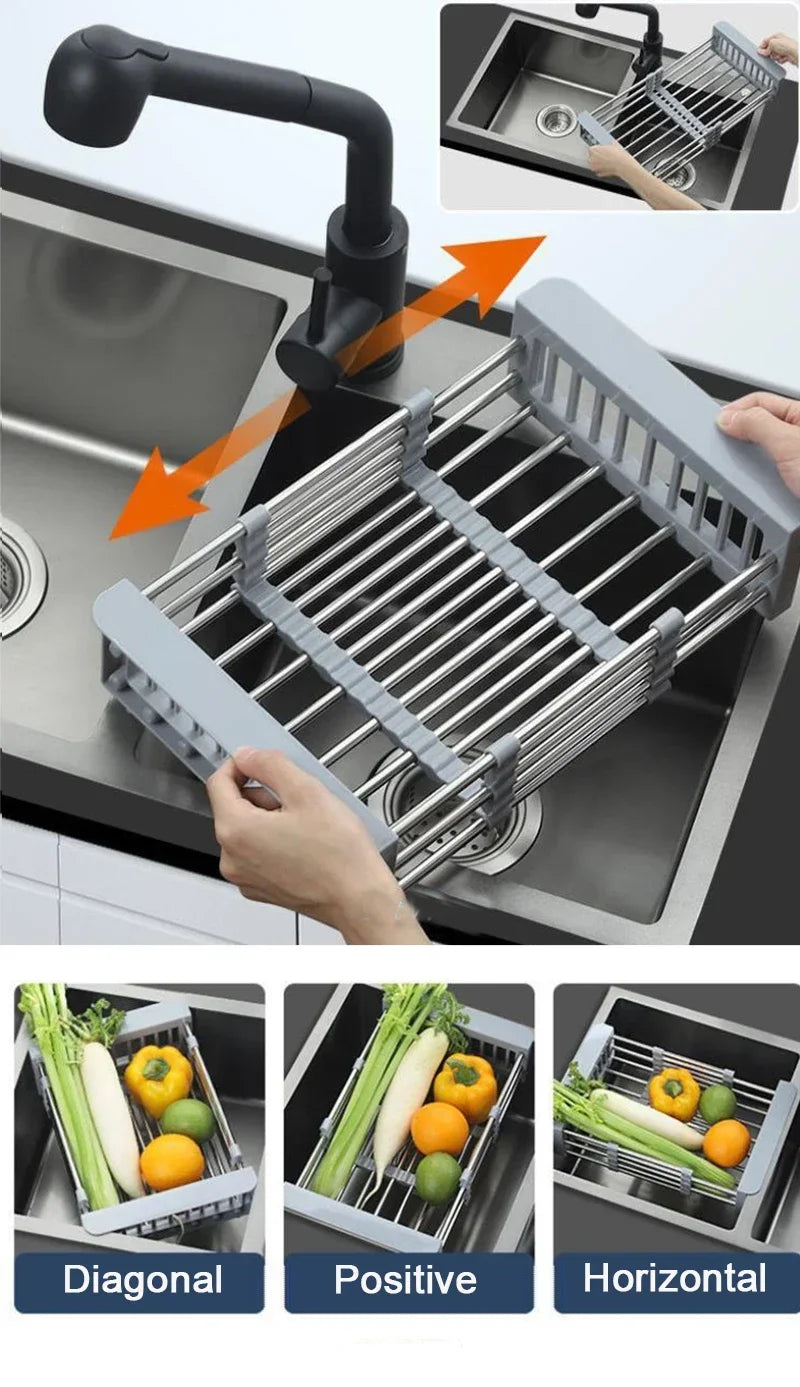 Kitchen Sink Dish Drying Rack for Kitchen Organization (Black)