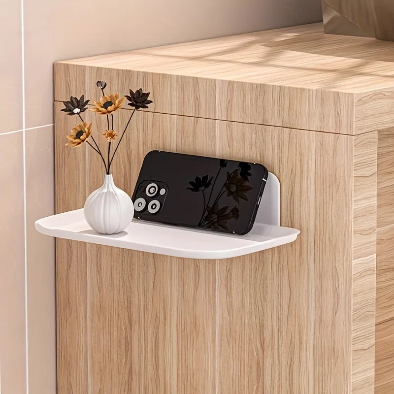 Wall-Mounted Plastic Storage Shelf, 27-Inch Hole-Free Organizer with Multi Compartments for Bathroom &amp; Office