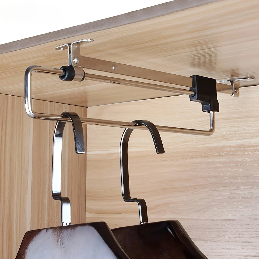 Pull-Out Clothes Rod Adjustable Wardrobe Organizer