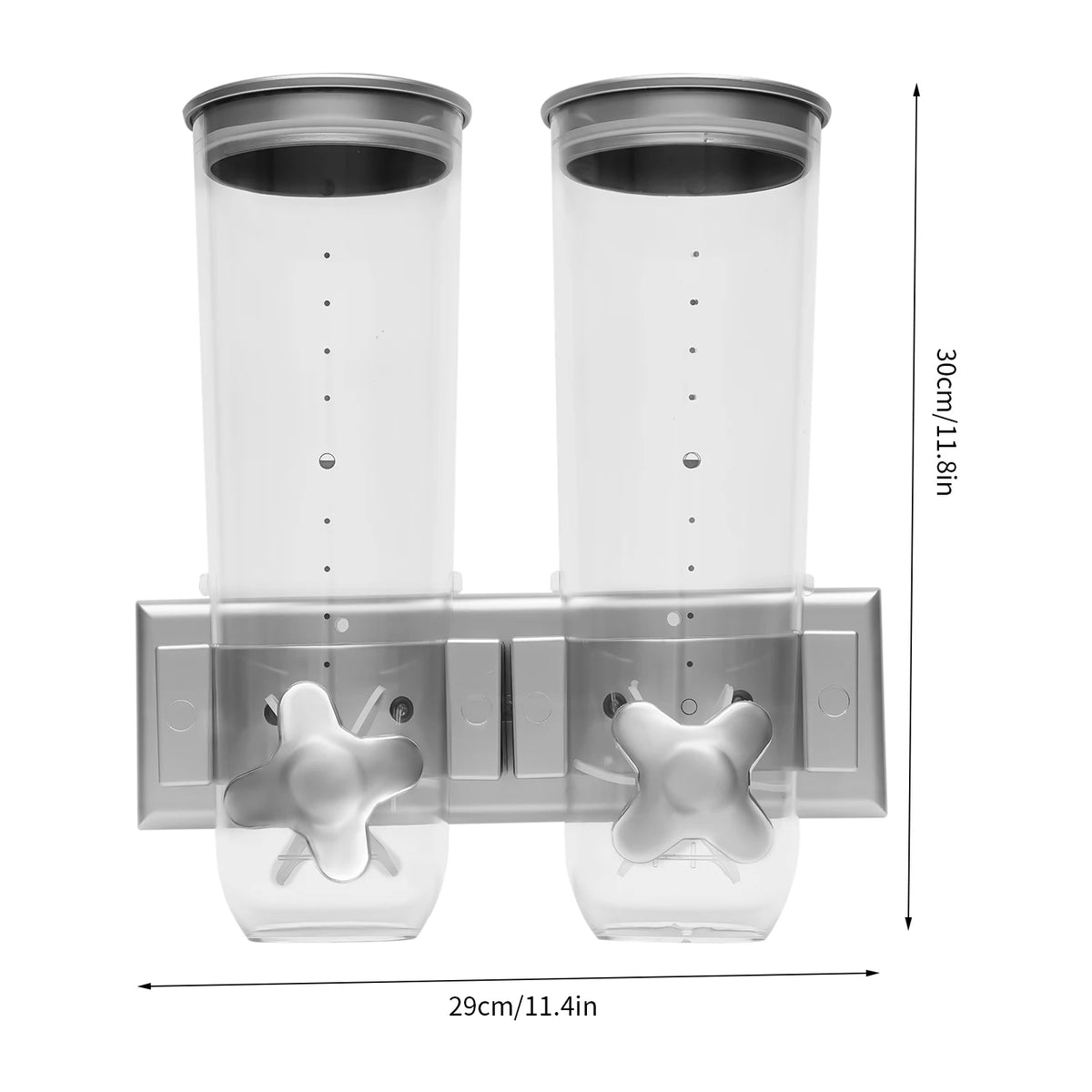 3L Wall Mounted Cereal Dispenser Set of 2 Rectangular Base for Dry Food