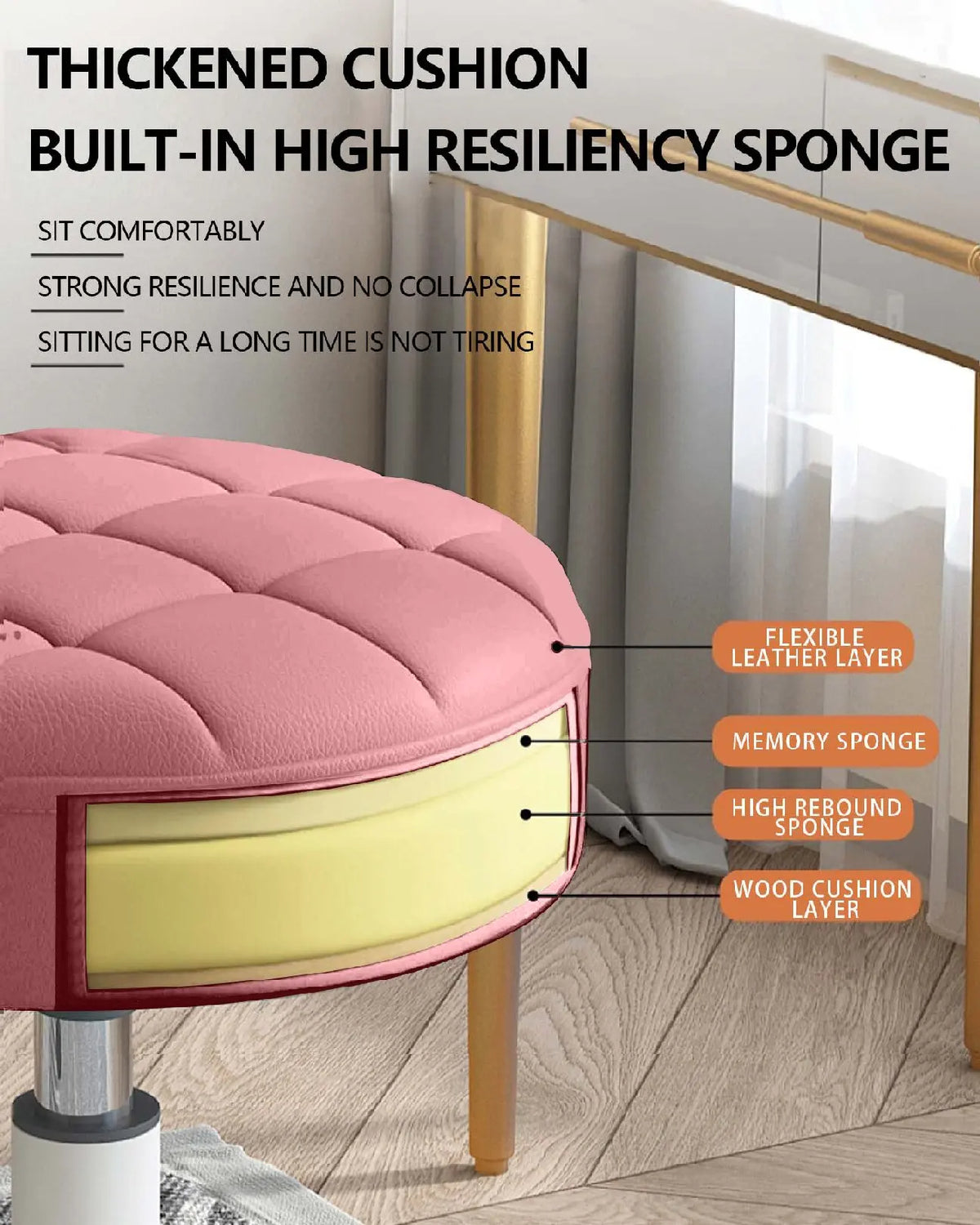 Adjustable Rolling Swivel Stool for Home &amp; Office (Gray)