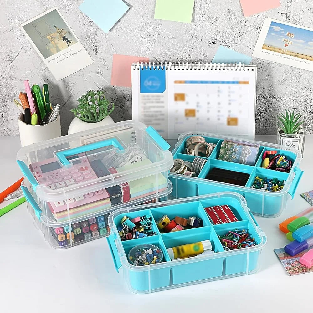 4-Tier Stackable Storage Box with Divided Trays