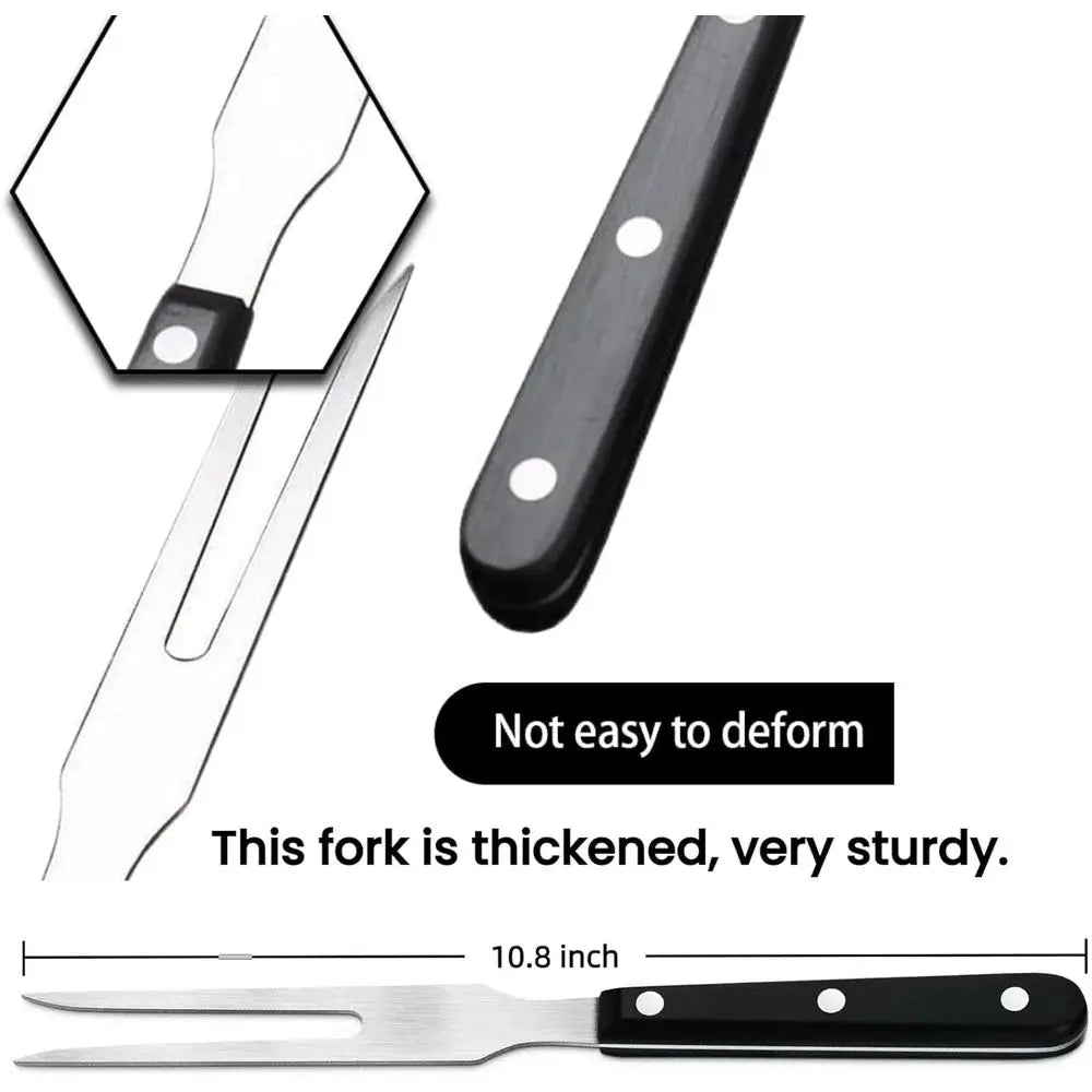 Stainless Steel Meat Carving Fork – 10.8-Inch Heavy Duty Two-Prong Fork for Grilling, BBQ &amp; Serving
