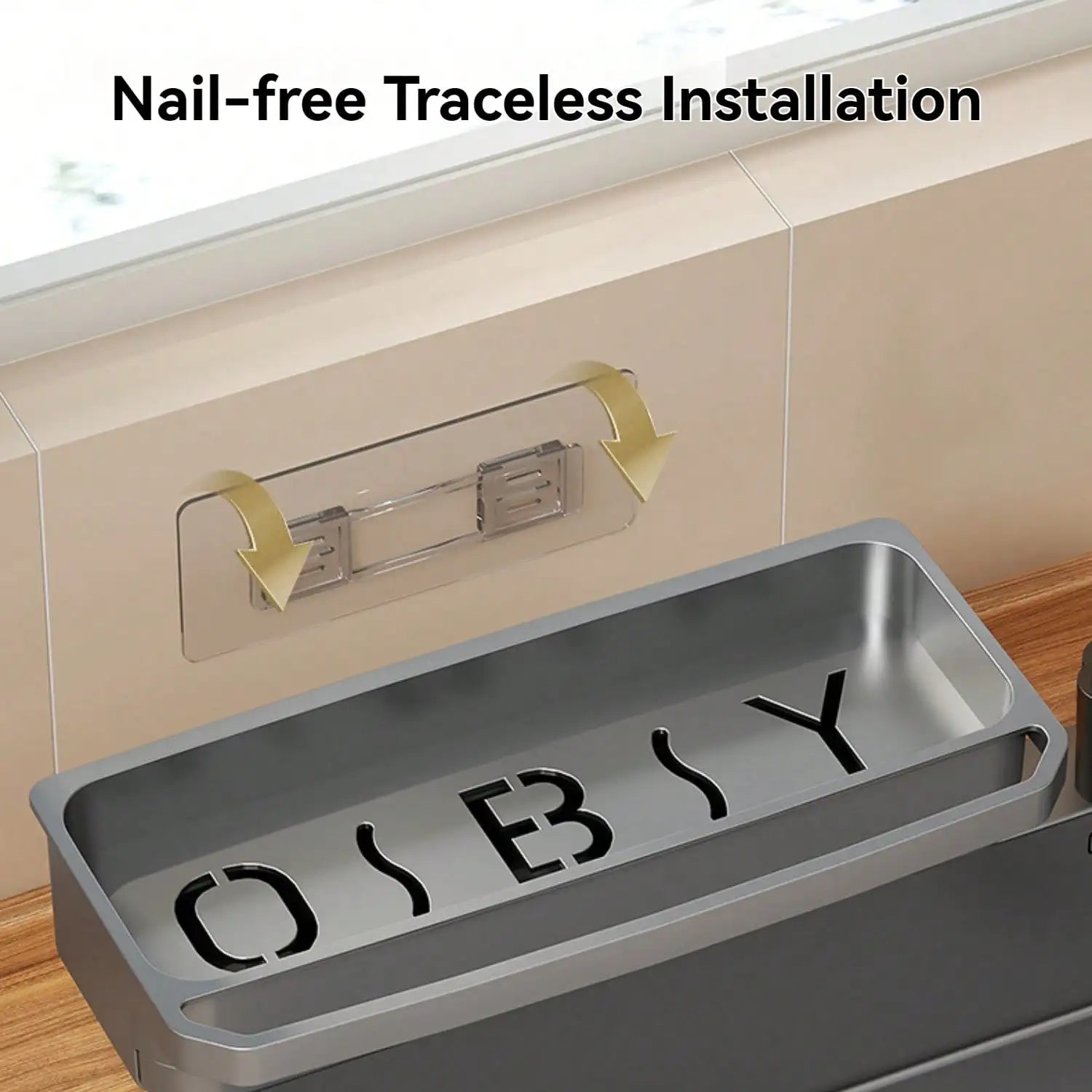 Adhesive Kitchen Sink Organizer Caddy Wall Mount Dish Sponge Holder for Kitchen Sink