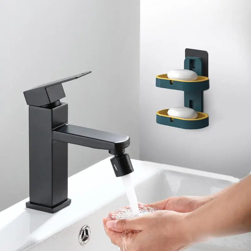 2-Layer Soap Dish Sponge Holder Double Drainage for Shower and Bathroom (Blue)