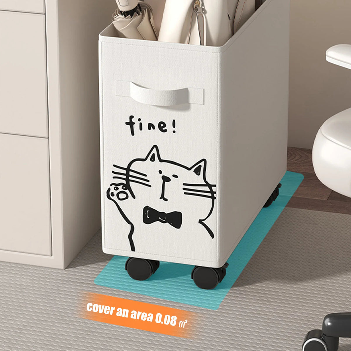 Foldable Multipurpose Organizer Cart with Wheels (Cream White)