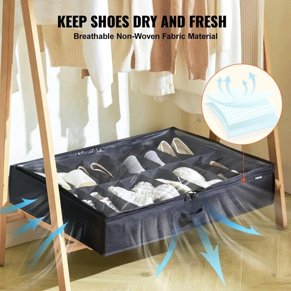 Under Bed Shoe Storage with Clear Window 2-Pack for Storage Organization