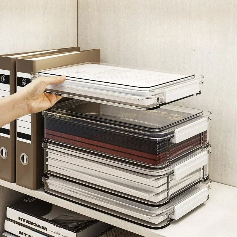 Desktop Document Organizer with Dust-Proof Lid (Large)