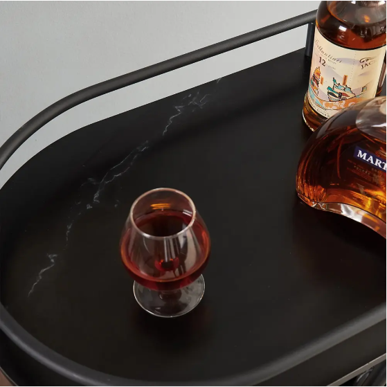 2-Tier Wine Rack Rolling Bar Cart for Living Room