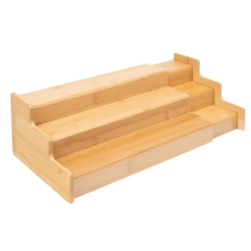 Expandable 3-Tier Bamboo Spice Rack Organizer