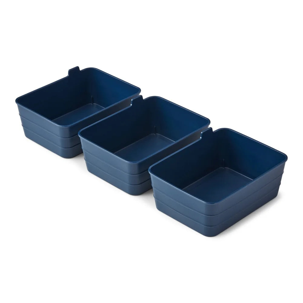 Set of 3 Flexible Drawer Organizers Solid Wall Design Storage Trays