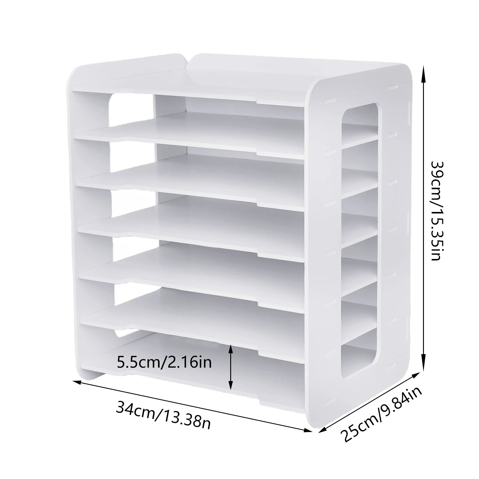 Horizontal Desk File Organizer 7-Tier PVC Paper Sorter for Office Home