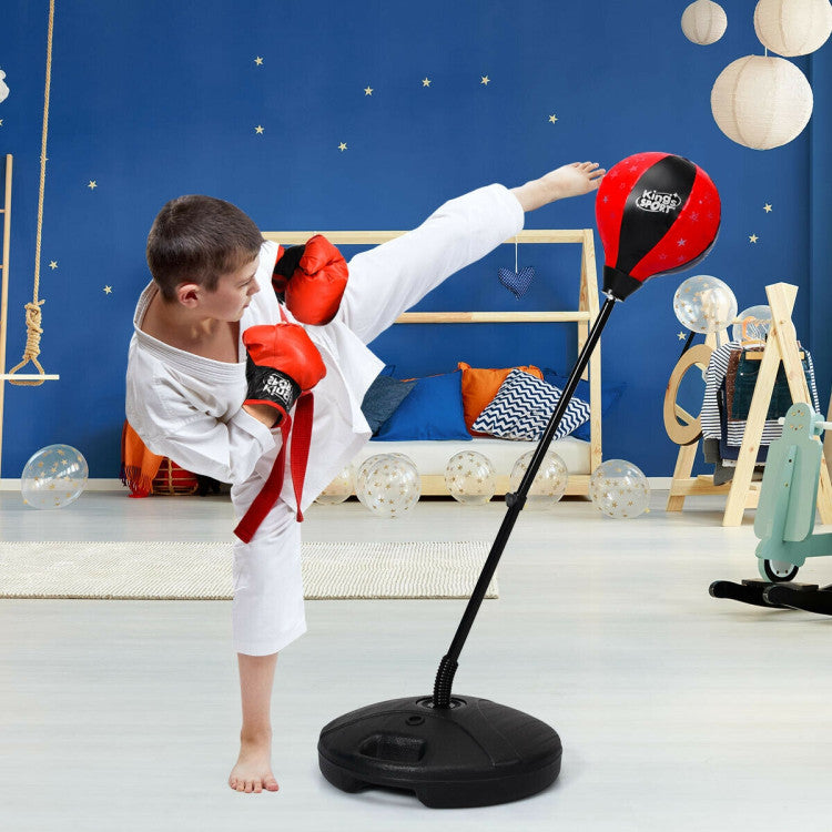 Kids Punching Bag Adjustable Stand with Boxing Glove