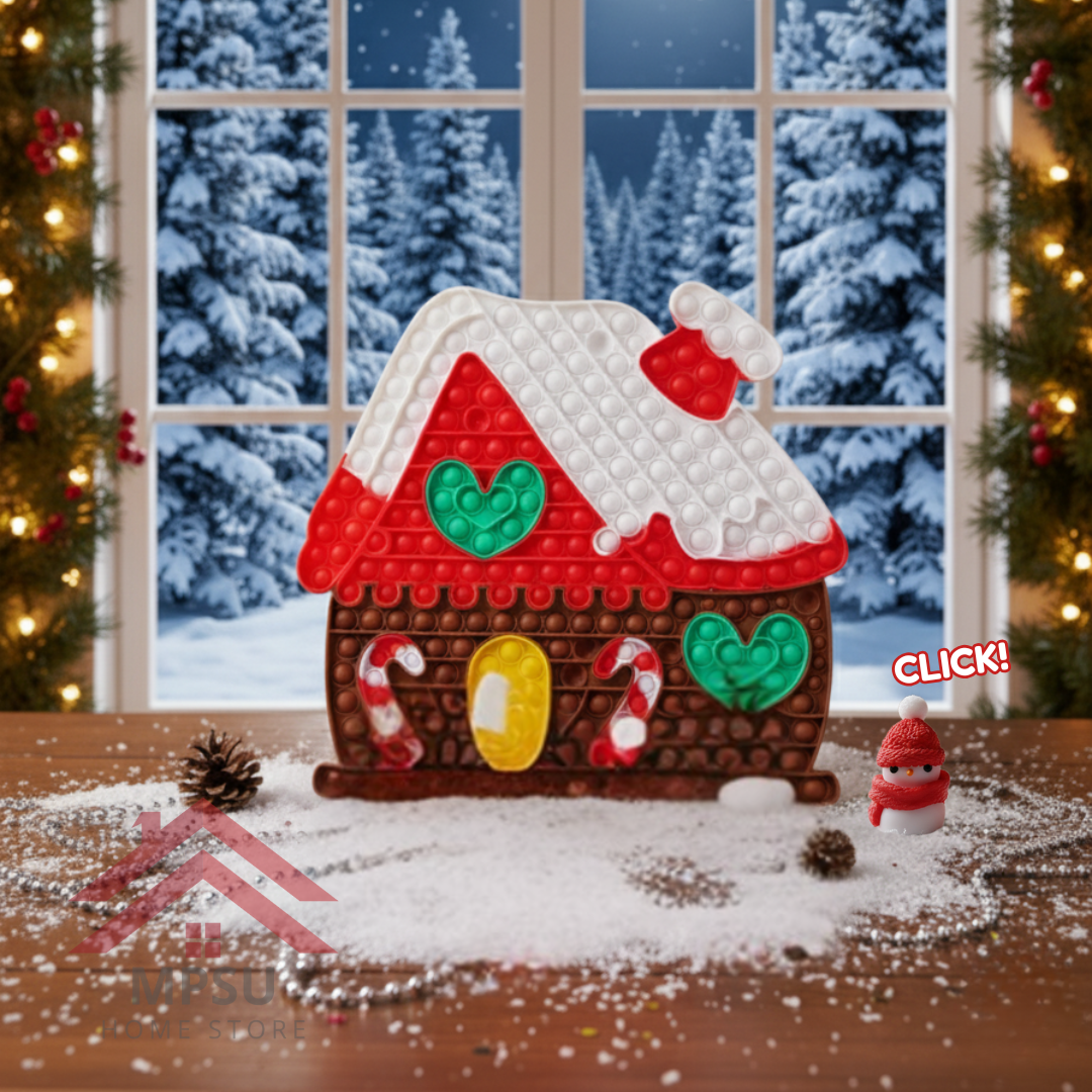 Puzzle Popper House with Snowman Fidget Toy Stress Relief &amp; Sensory Fun (Brown House)