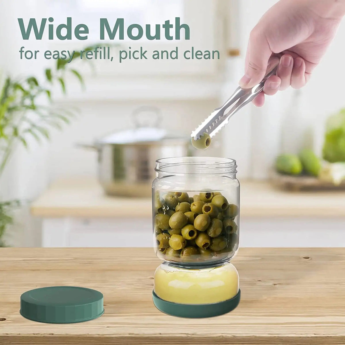 Pickle Jar Glass Hourglass Jug Built-in Strainer Kimchi Container