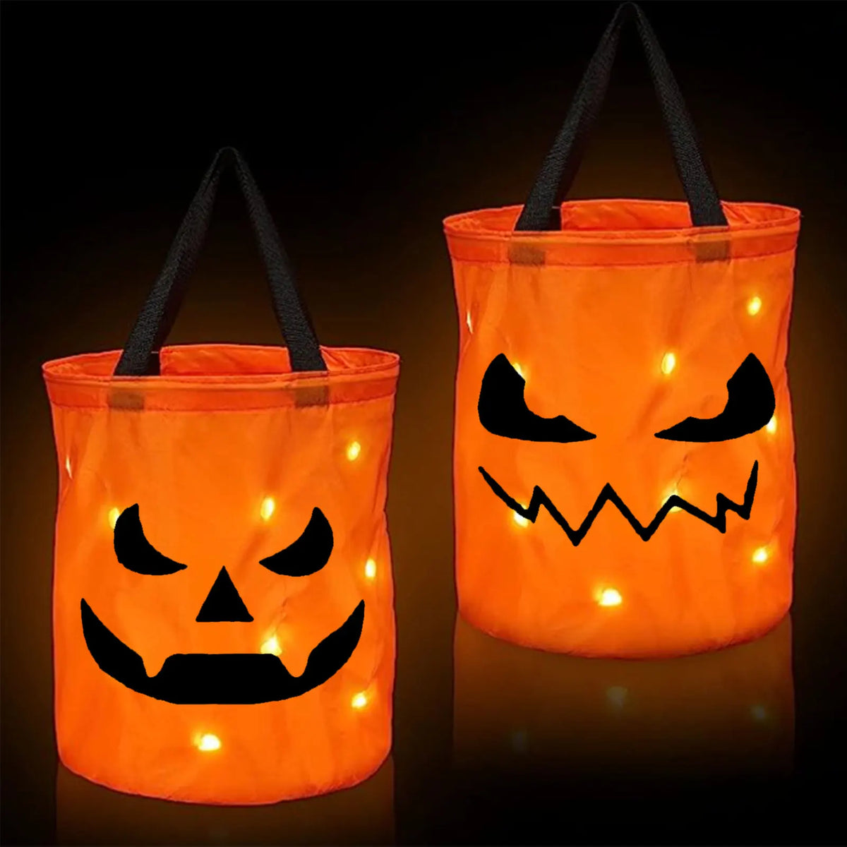 Handheld Pumpkin Candy Bag with LED Lights (Orange)