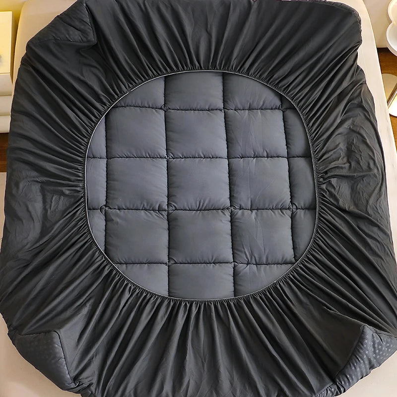 Mattress Topper High-Density Filling Protector Cover 78x80" King Size (Dark Gray)