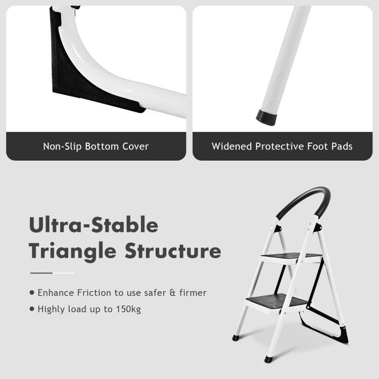 Folding Step Stool 2.75&#39; with Iron Frame and Anti-Slip Pedals