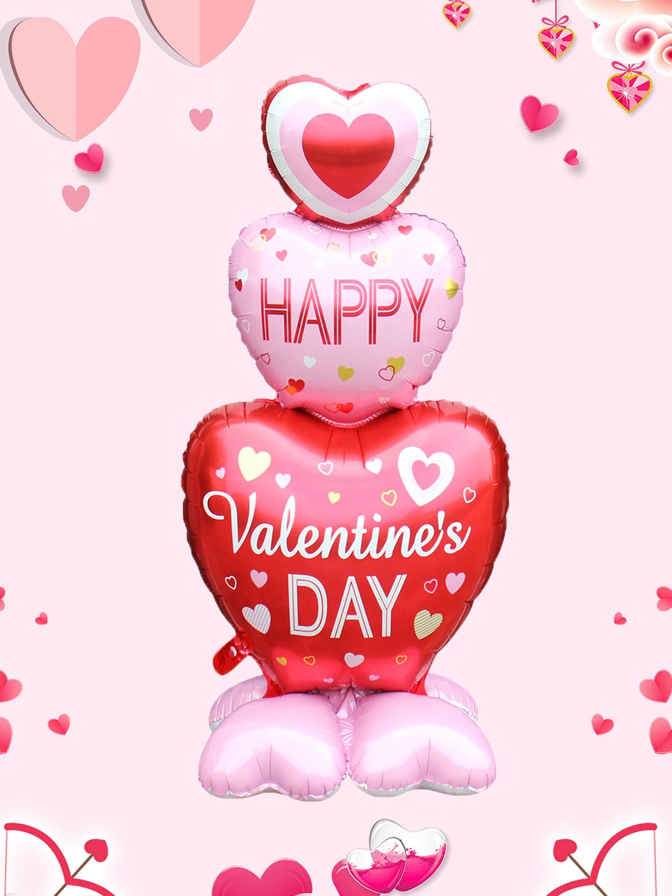 1pc Base Stand Happy Valentine's Day Heart to Heart Balloons